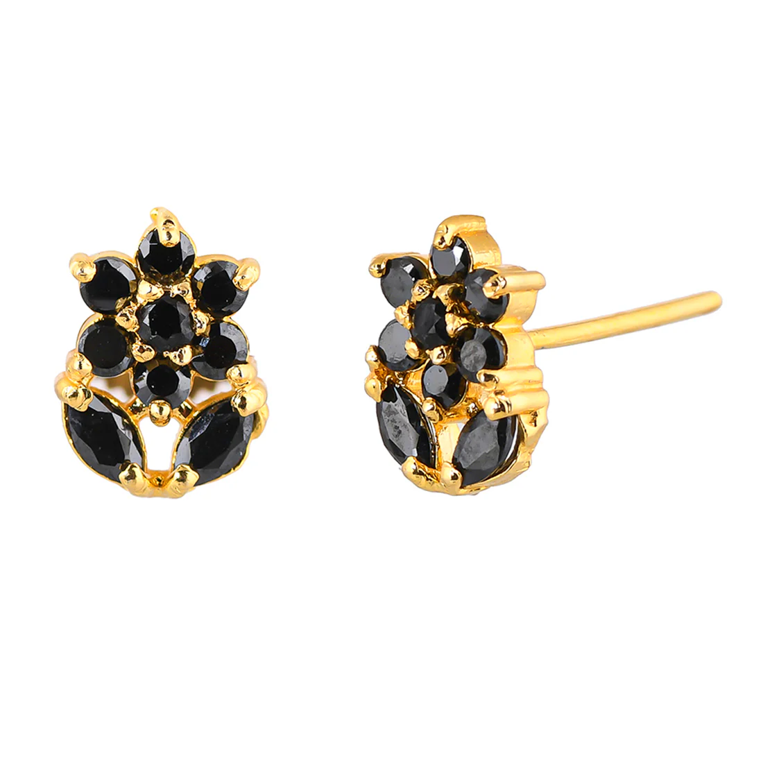 Tiny Green CZ Gems Adorned Stud Earrings - Image 4