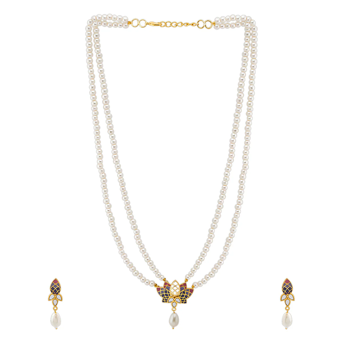 Tiny Lotus Brass Ombre Necklace Set - Image 5
