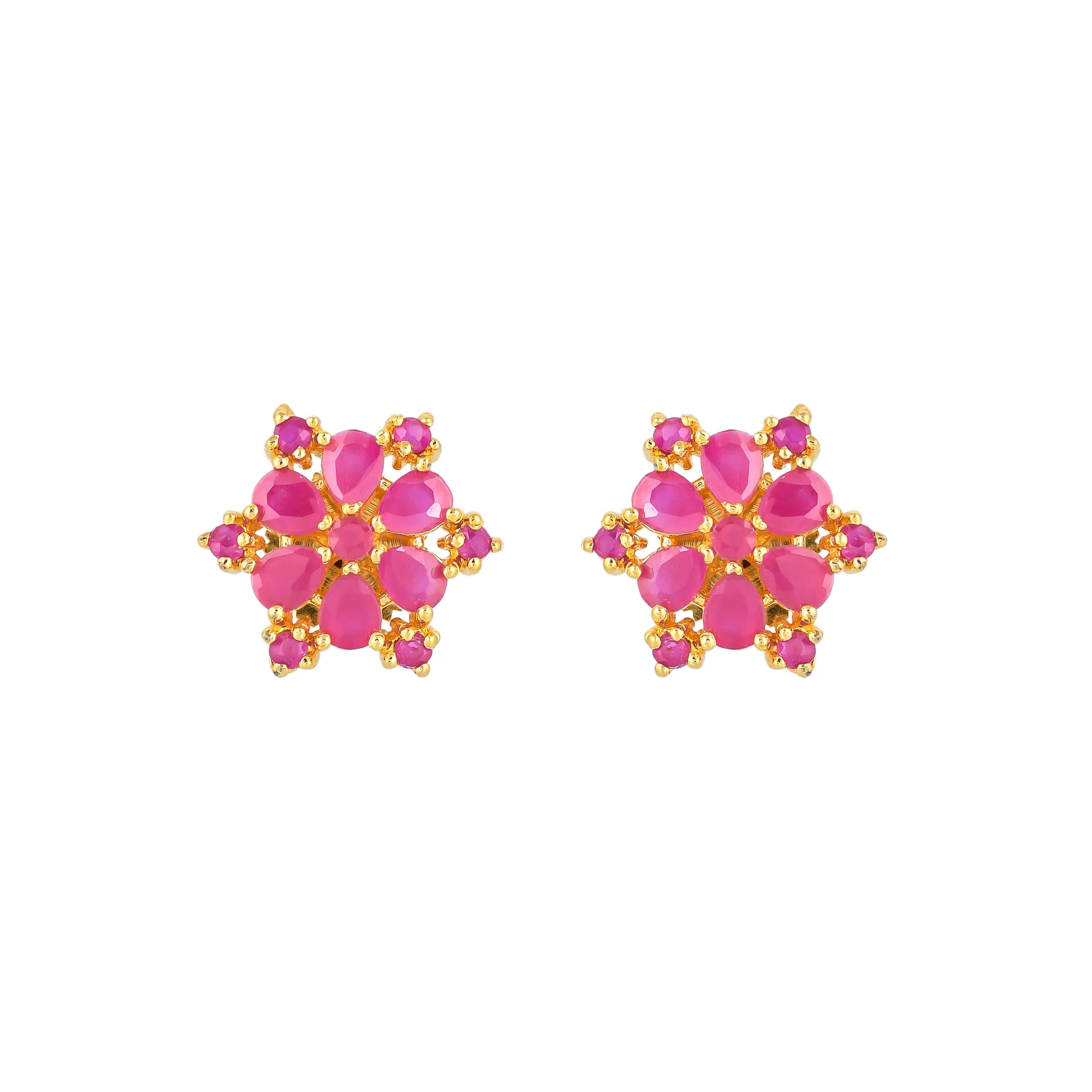 Tiny Pink Round Cut CZ Stud Earrings - Image 3