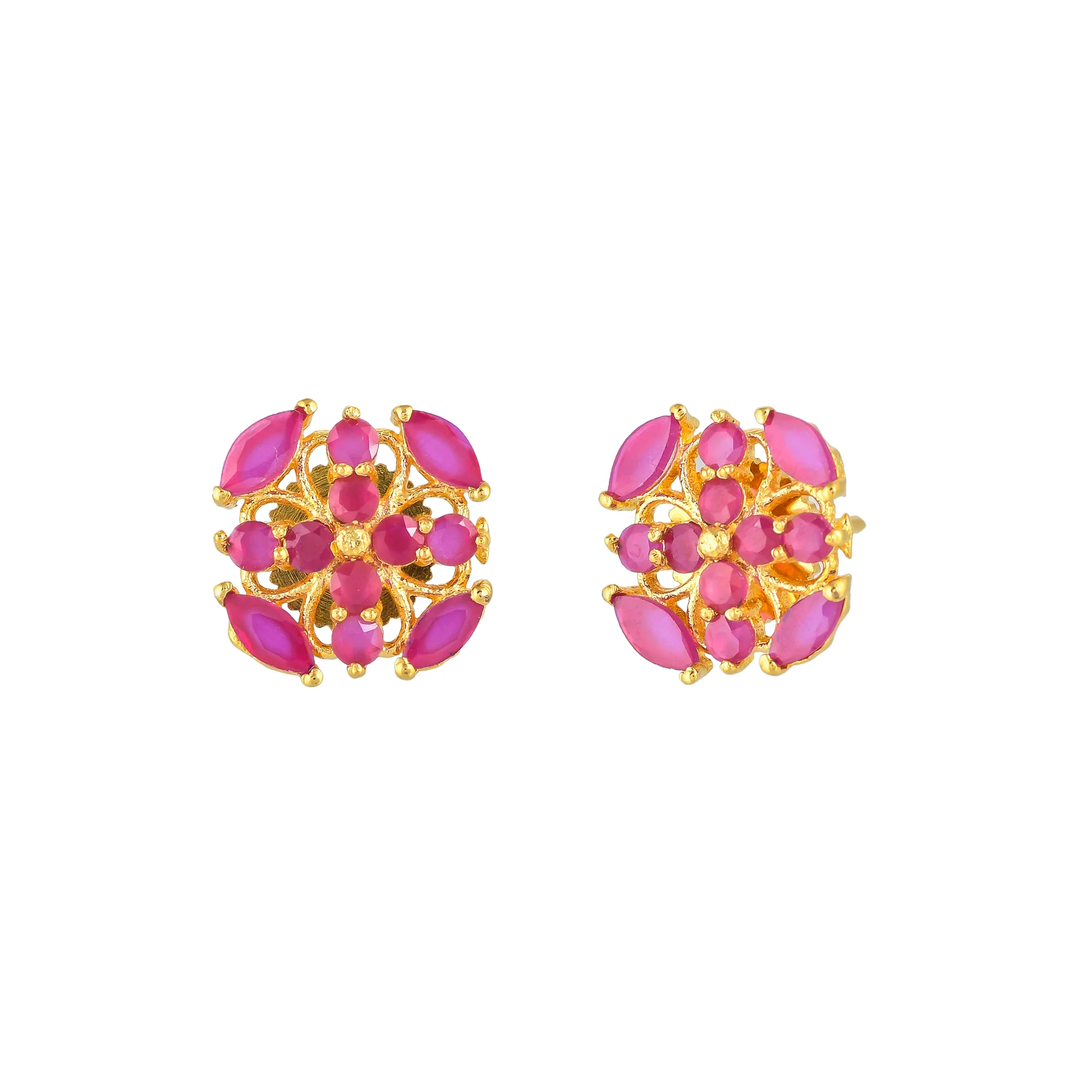Tiny Pink Zirconia Adorned Stud Earrings - Image 4