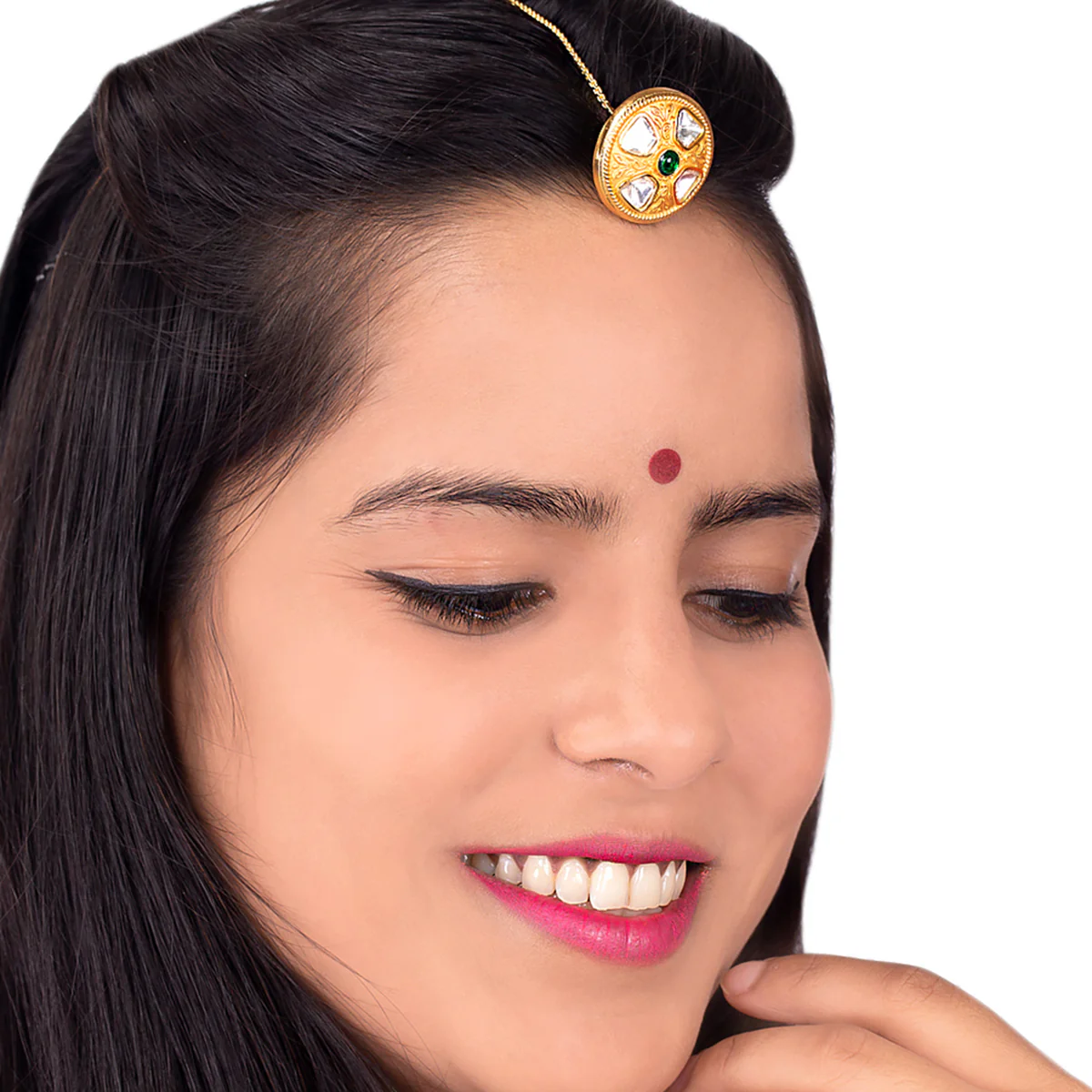 Traditional Gold Plated Borla Maang Tika - Image 2