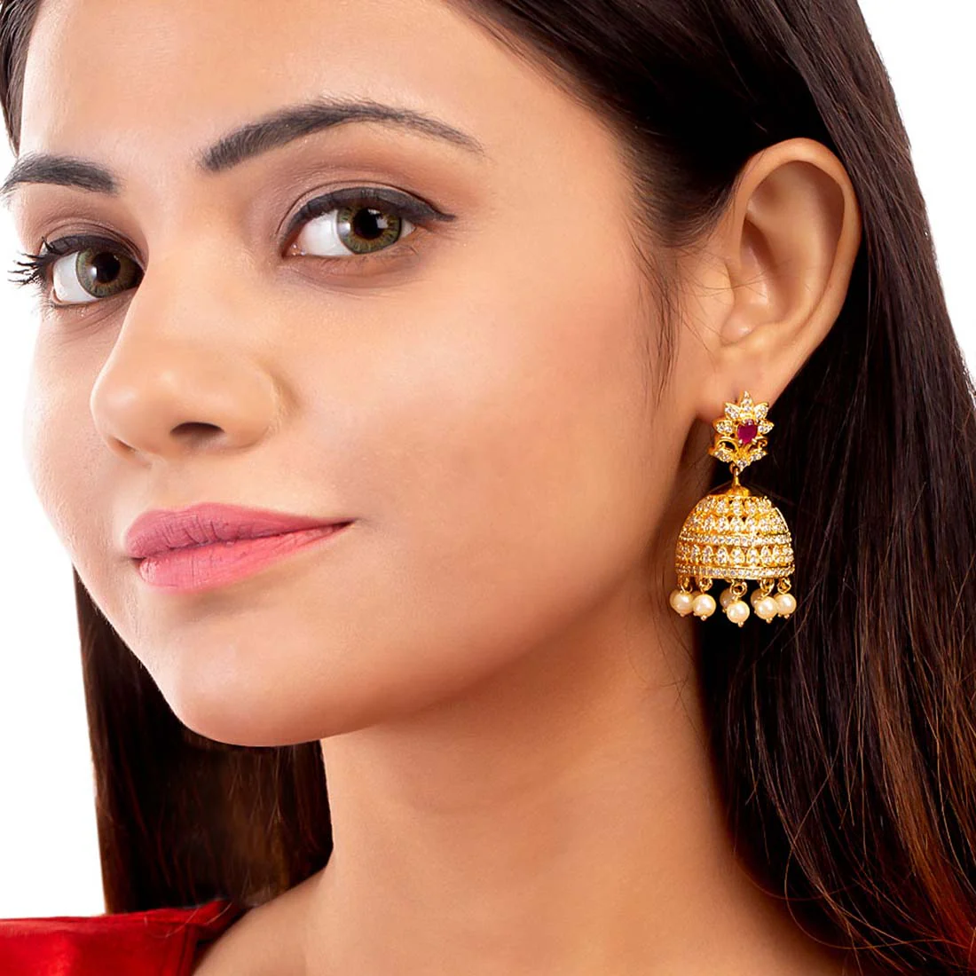 Traditional Jhumka Drop Earrings - Image 2