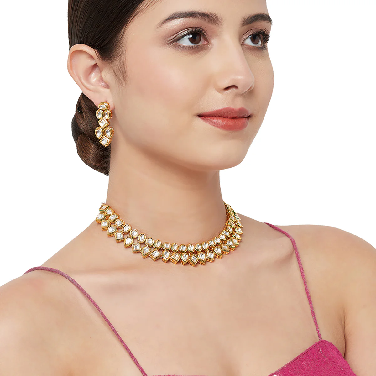 Traditional Kundan Necklace Set - Image 2