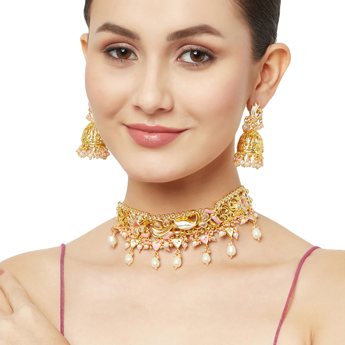 Traditional necklace with pearls and lotus design - Image 2
