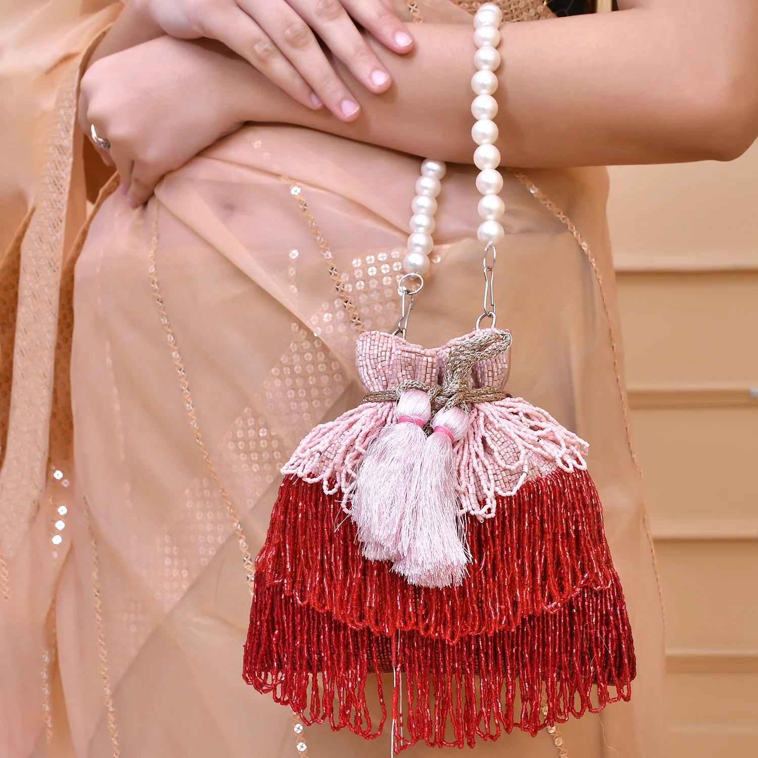 Trendy Bags Blush Stones Embellished Potli - Image 2