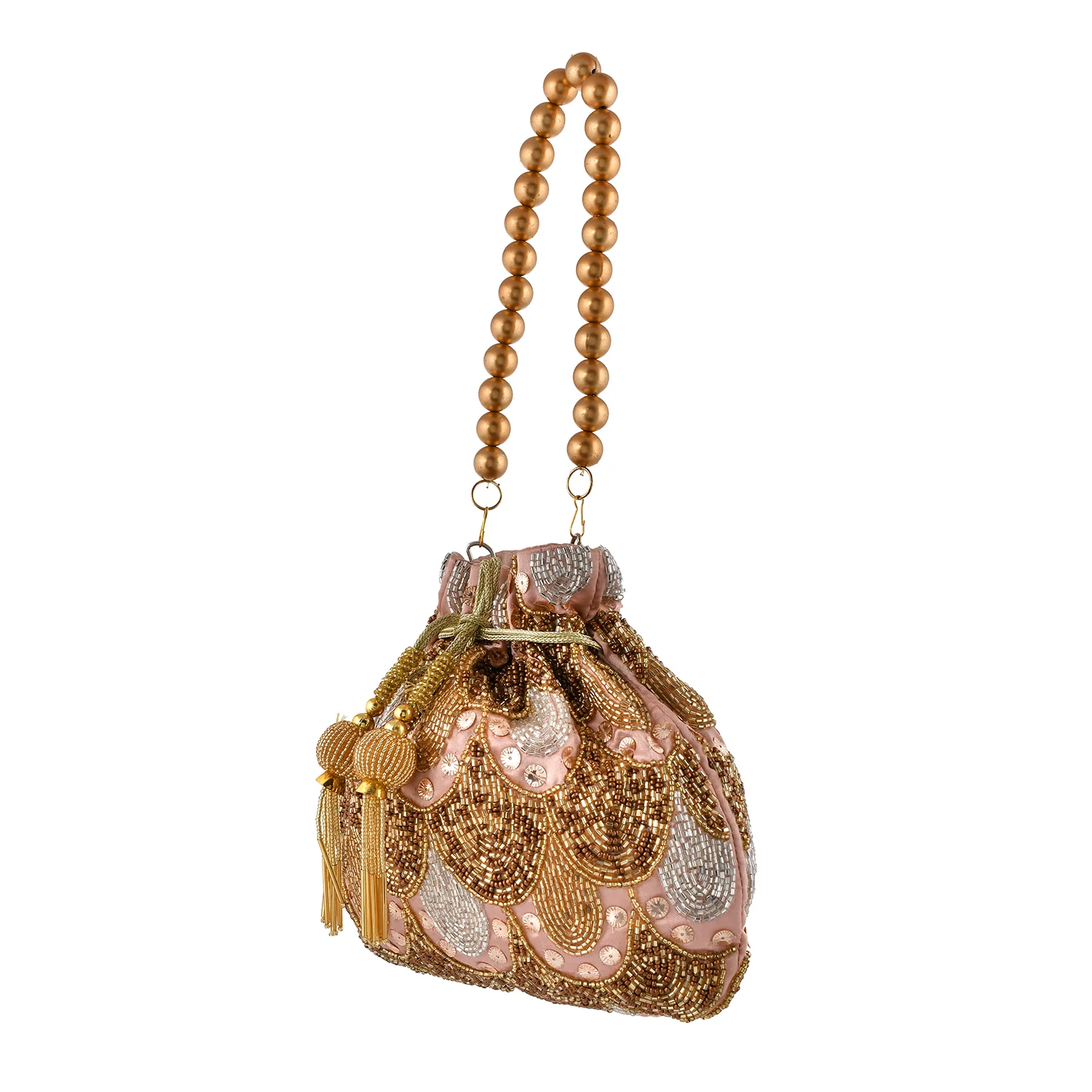 Trendy Bags Golden Beaded Potli - Image 5