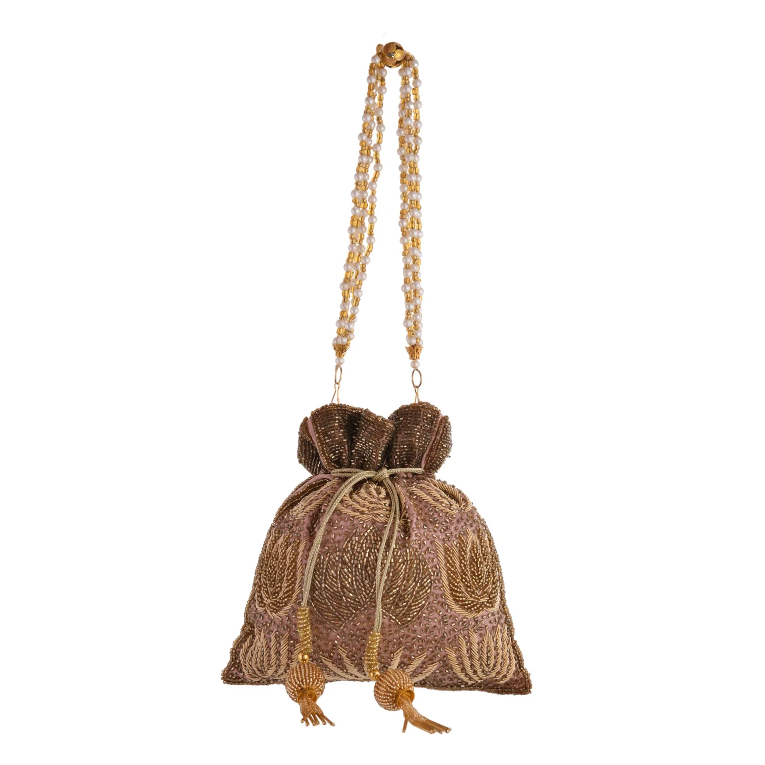 Trendy Bags Golden Beads Embellished Potli - Image 4