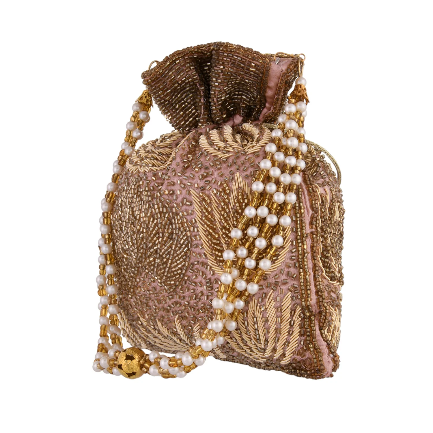 Trendy Bags Golden Beads Embellished Potli - Image 5