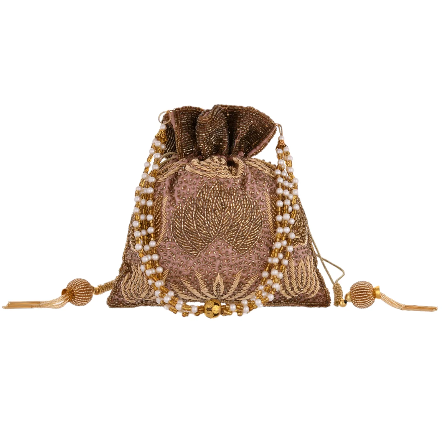 Trendy Bags Golden Beads Embellished Potli - Image 6