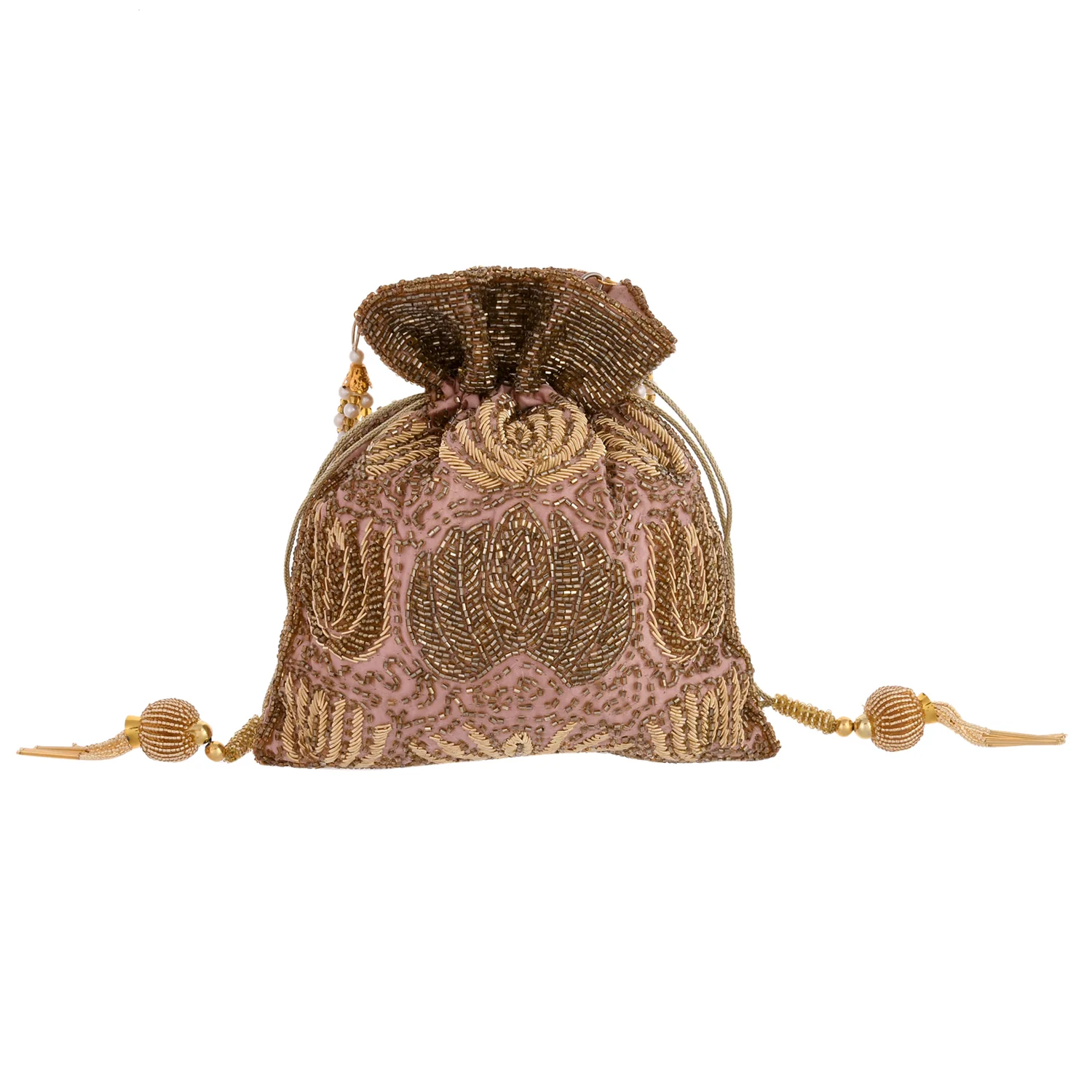 Trendy Bags Golden Beads Embellished Potli - Image 7