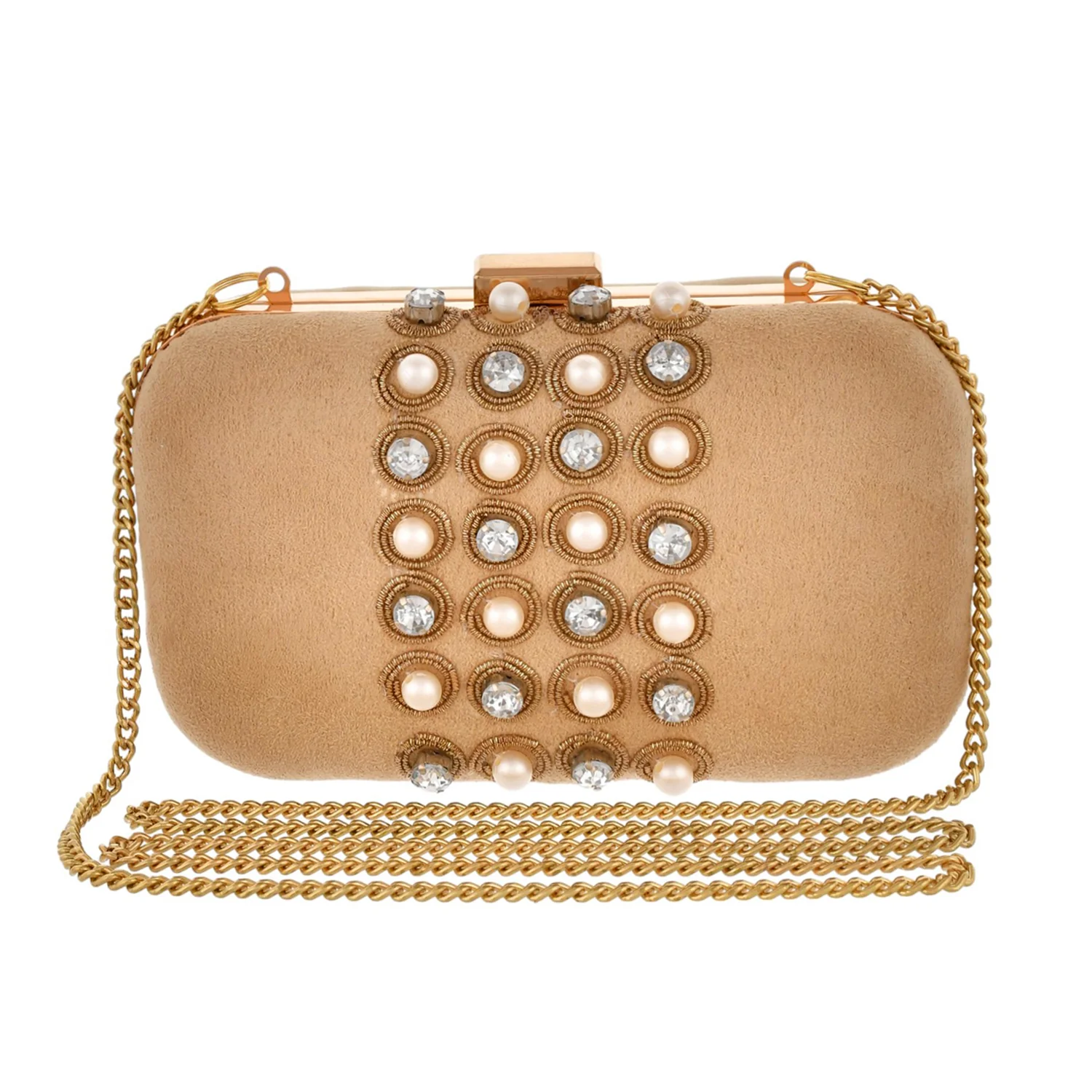 Trendy Bags Grey Gems Studded Clutch - Image 4