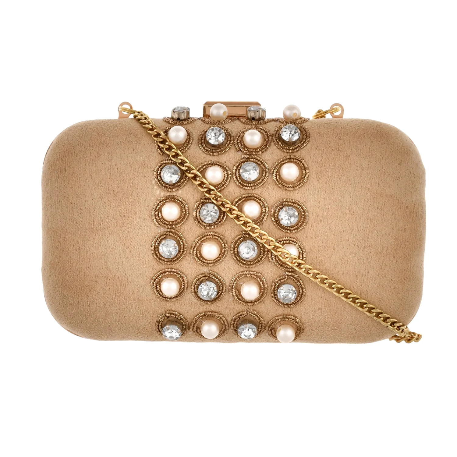 Trendy Bags Grey Gems Studded Clutch - Image 5