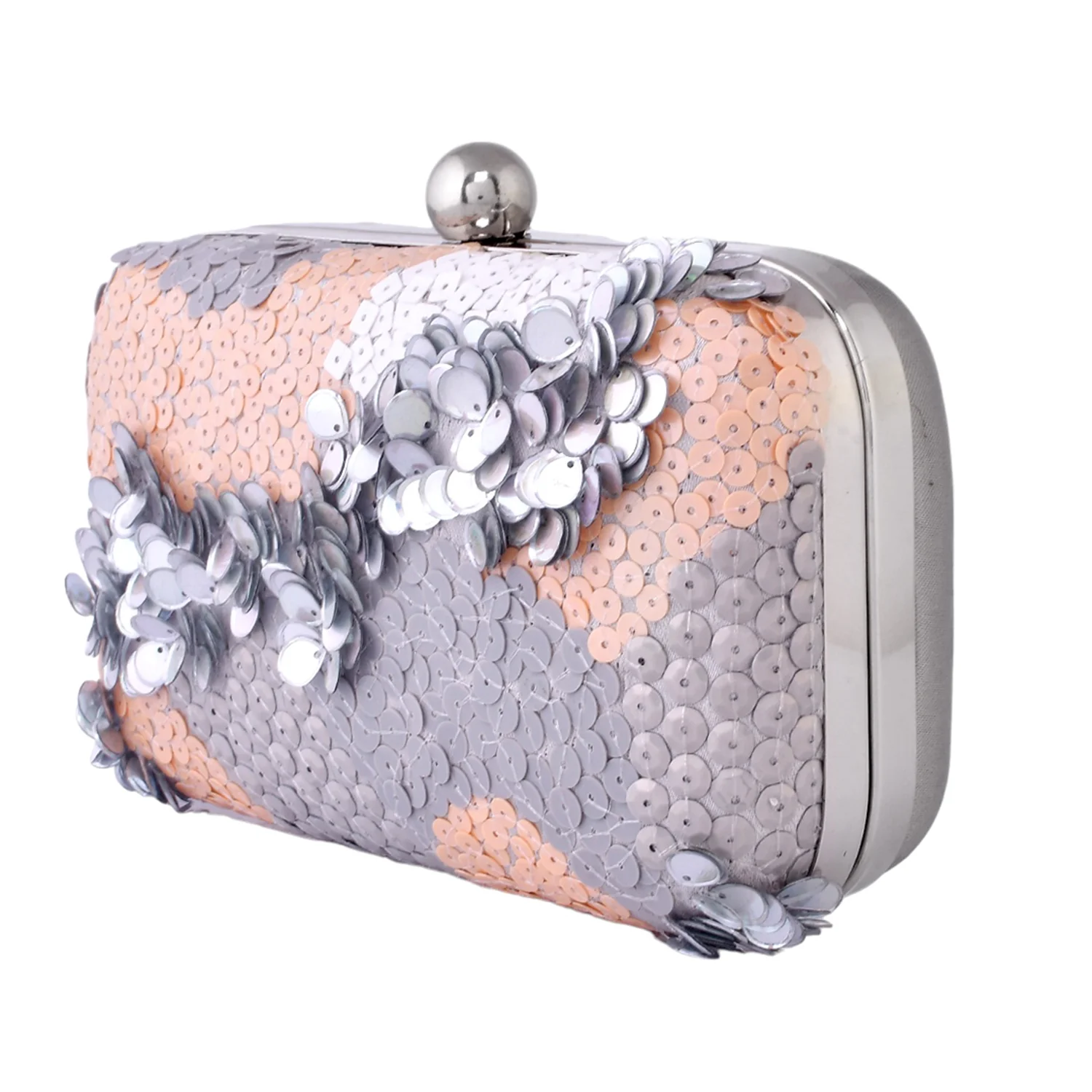 Trendy Bags Grey Sequins and Gems Clutch - Image 7