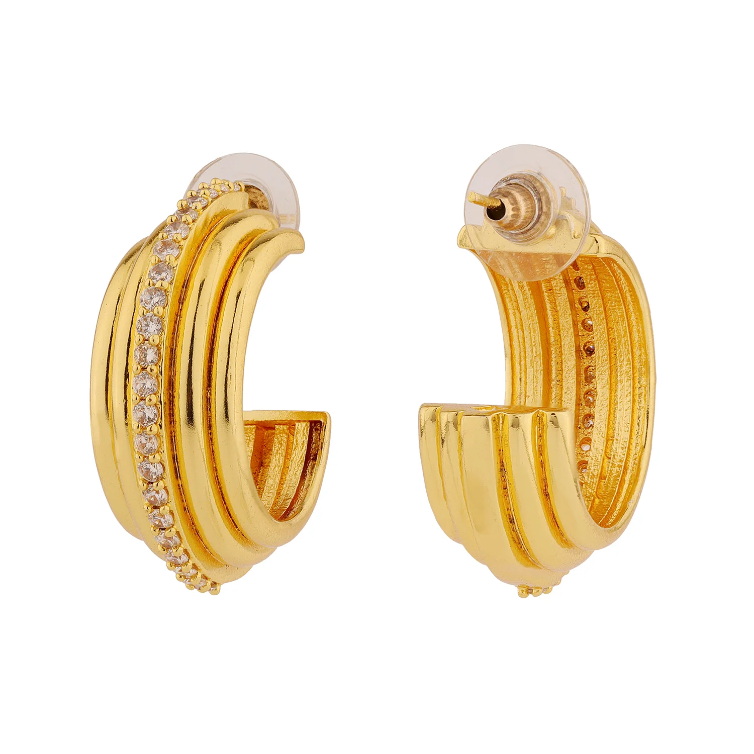 Trendy Earrings Studded Fluted Hoop Earrings - Image 5
