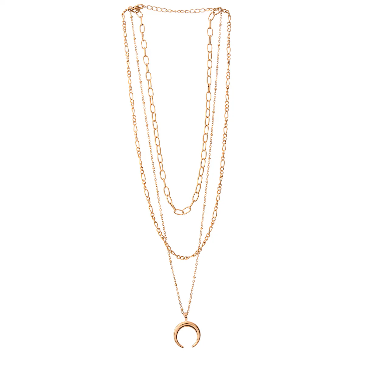 Trendy Essentials Crescent Layered Gold Plated Brass Necklace - Image 3