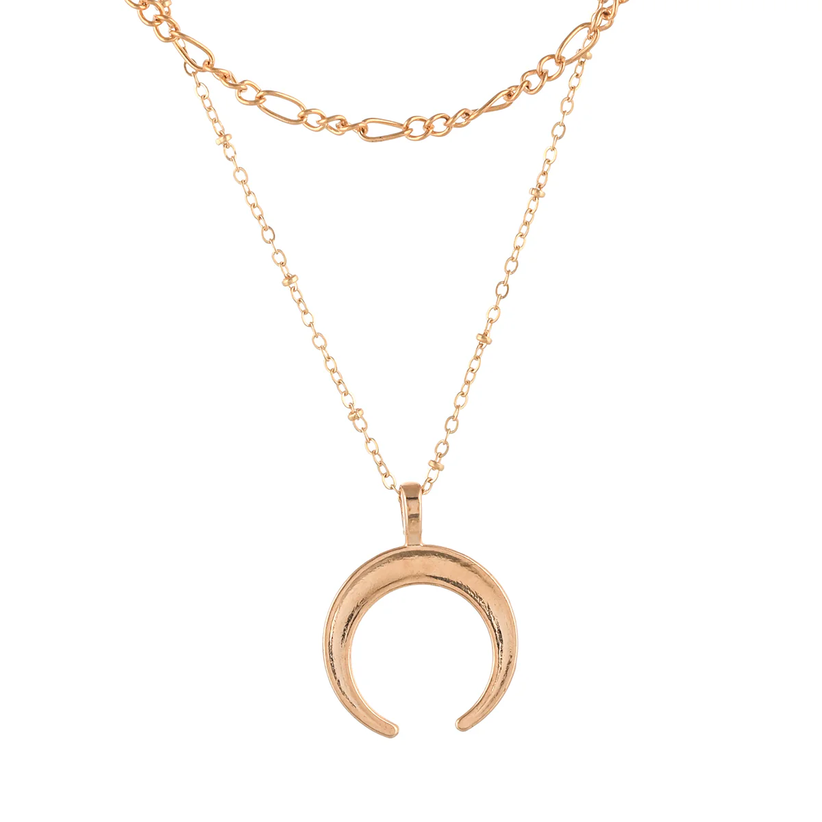Trendy Essentials Crescent Layered Gold Plated Brass Necklace - Image 5