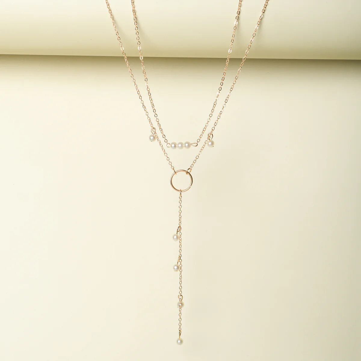Trendy Essentials Faux Pearls Embellished Delicate Gold Plated Brass Necklace
