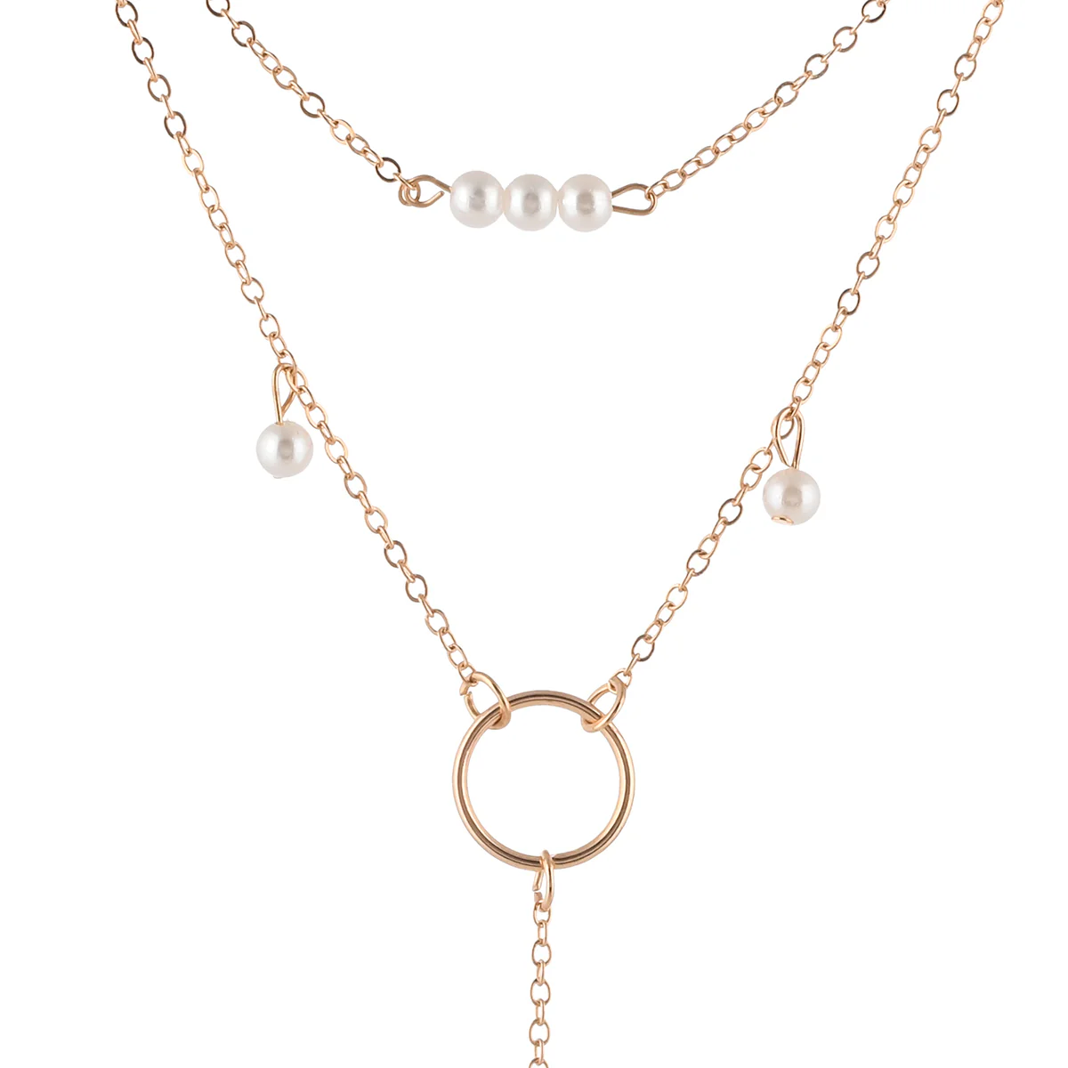 Trendy Essentials Faux Pearls Embellished Delicate Gold Plated Brass Necklace - Image 5