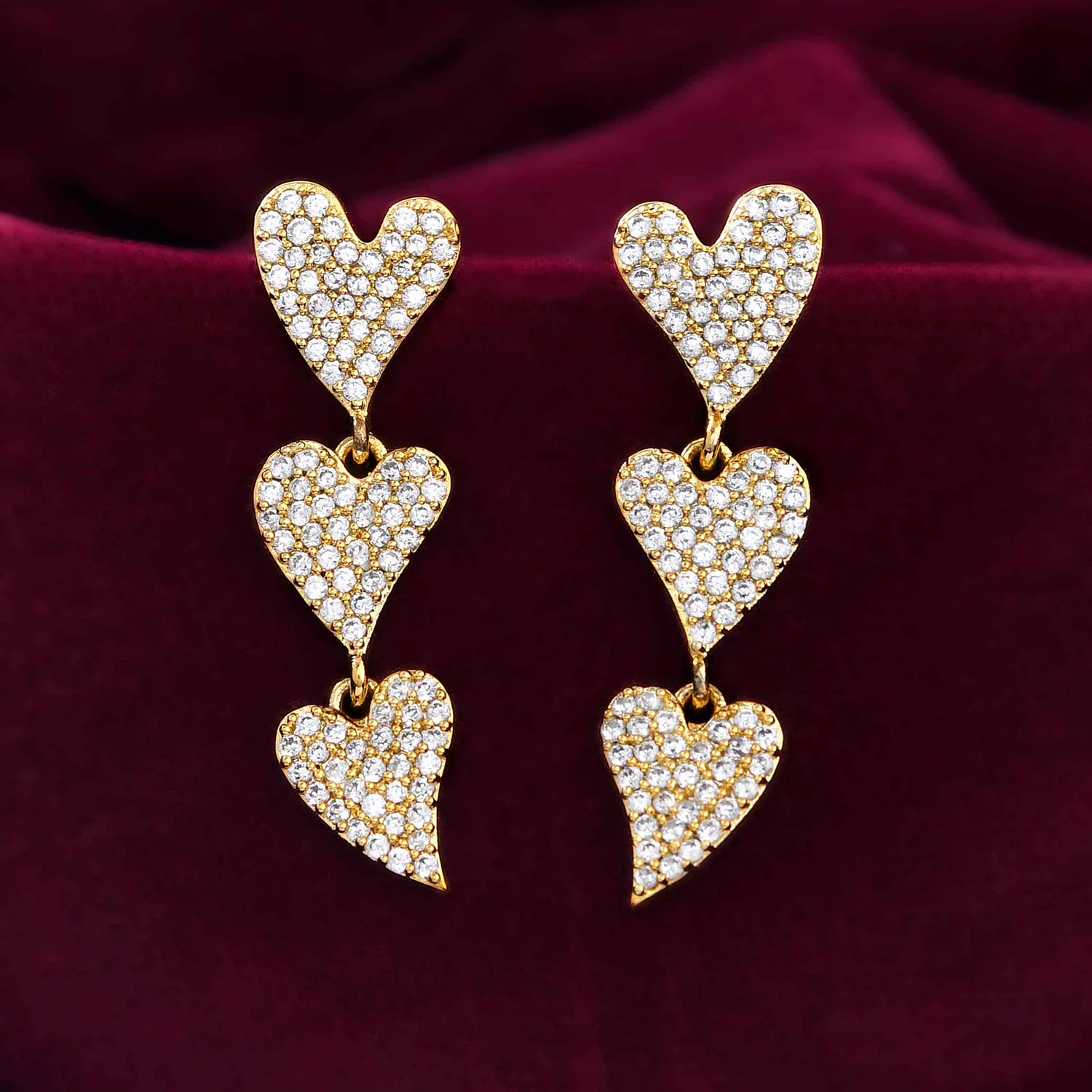 Trendy Heart Twinkles Dangler Earrings