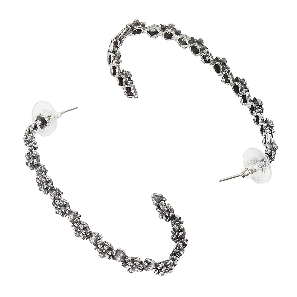 Trendy hoops Black Rounded Designed Earrings - Image 3