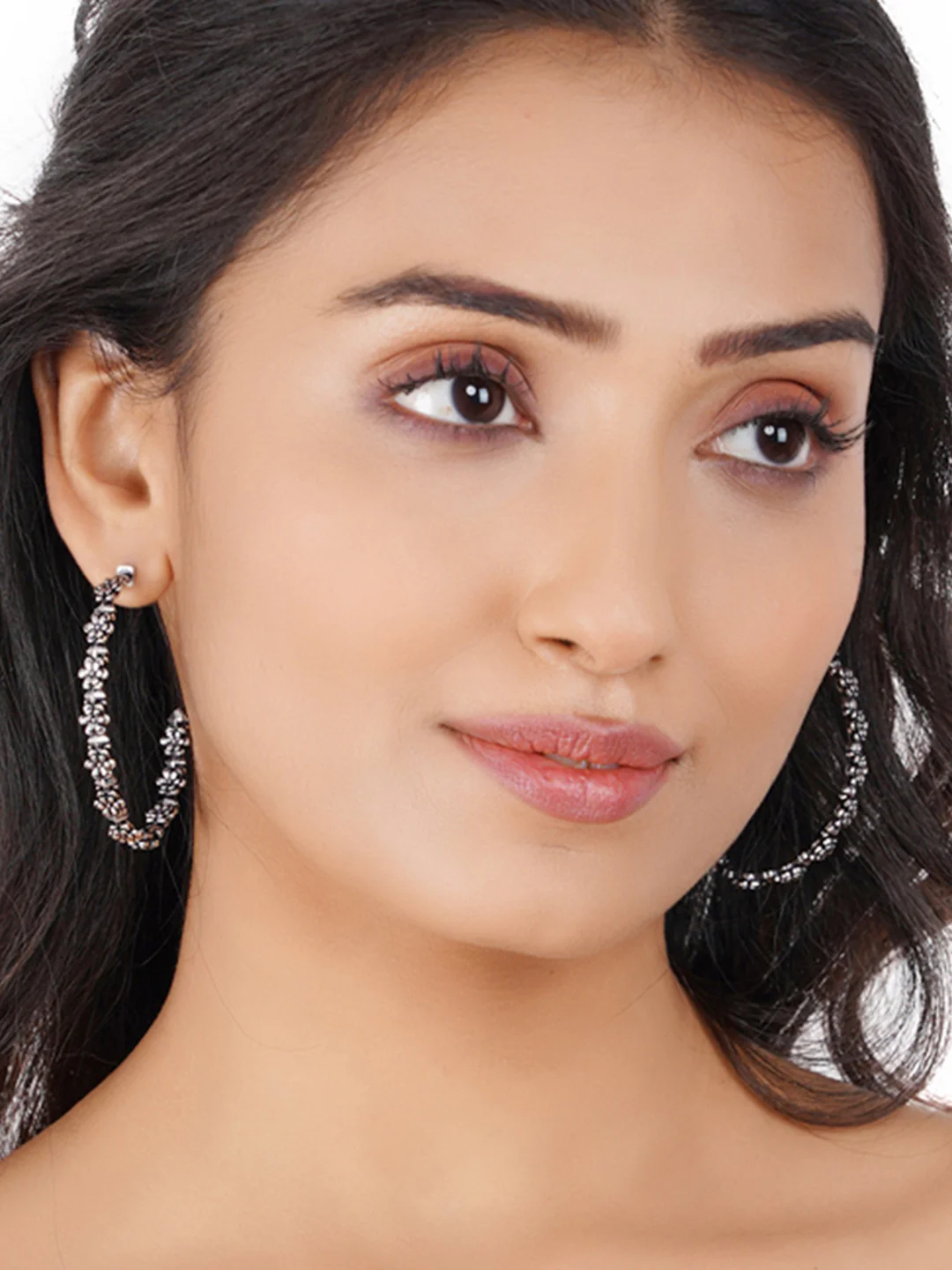Trendy hoops Black Rounded Designed Earrings - Image 6
