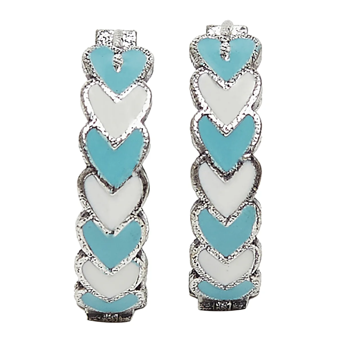 Trendy Hoops Blue and White Elegant Earrings - Image 3