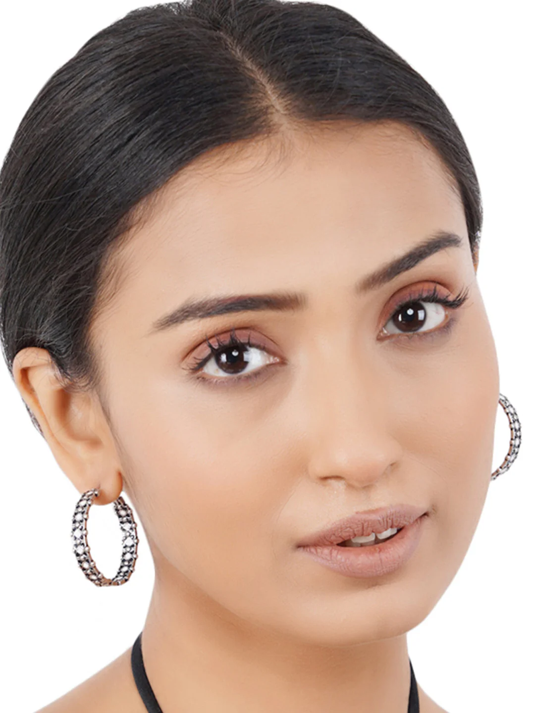 Trendy Hoops Brass silver plated Black earrings. - Image 6