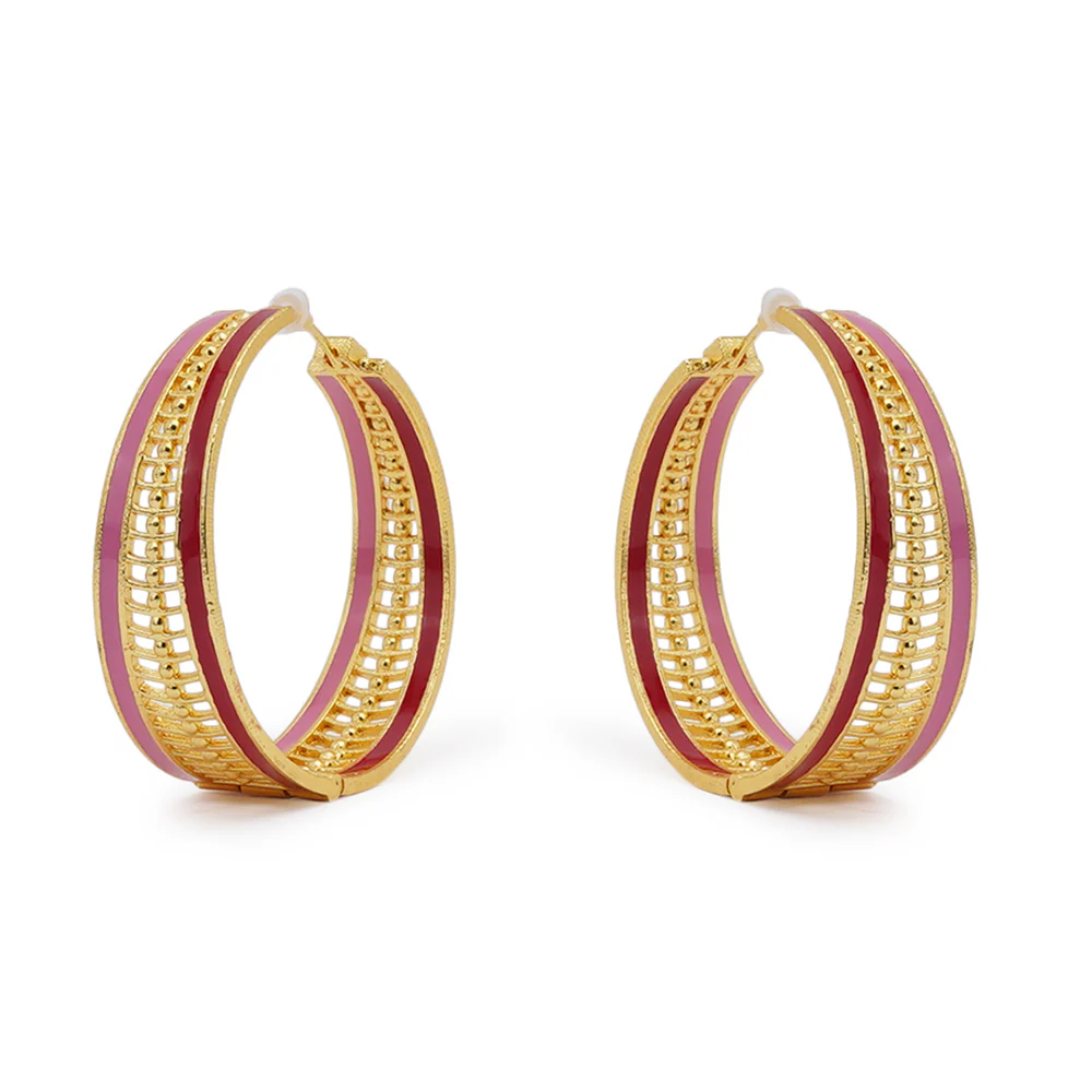 Trendy Hoops Gold Plated Brass Earrings with Design - Image 3