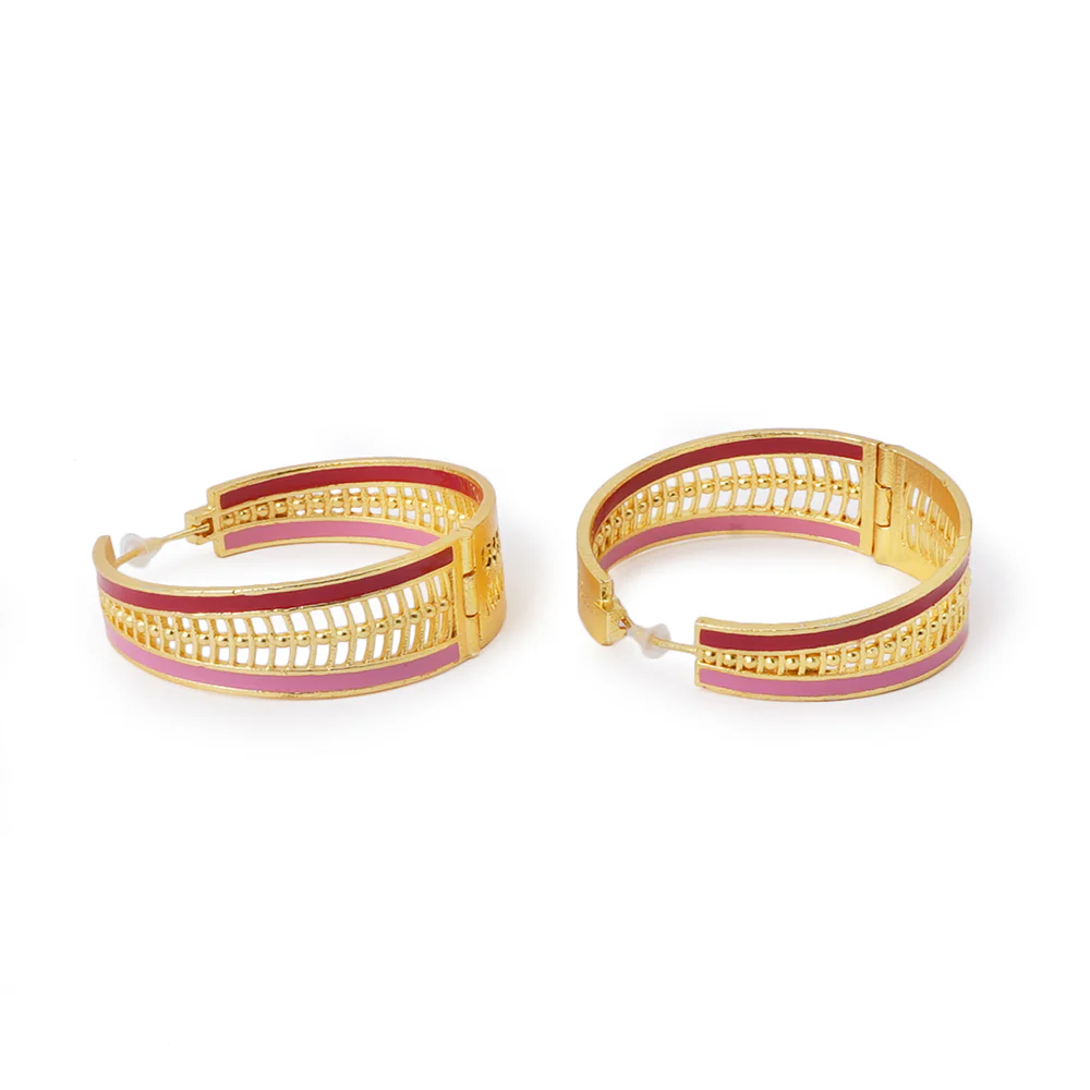 Trendy Hoops Gold Plated Brass Earrings with Design - Image 4