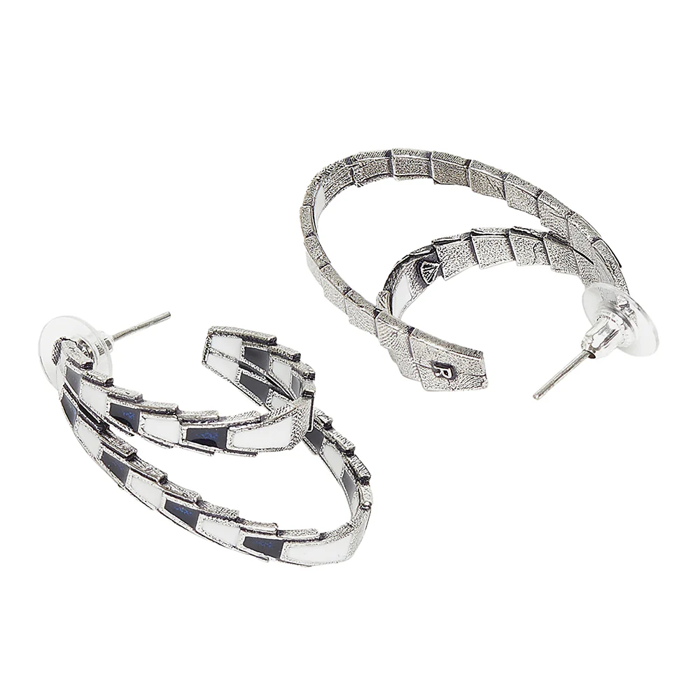 Trendy Hoops Silver Plated Enamelled Earrings - Image 3