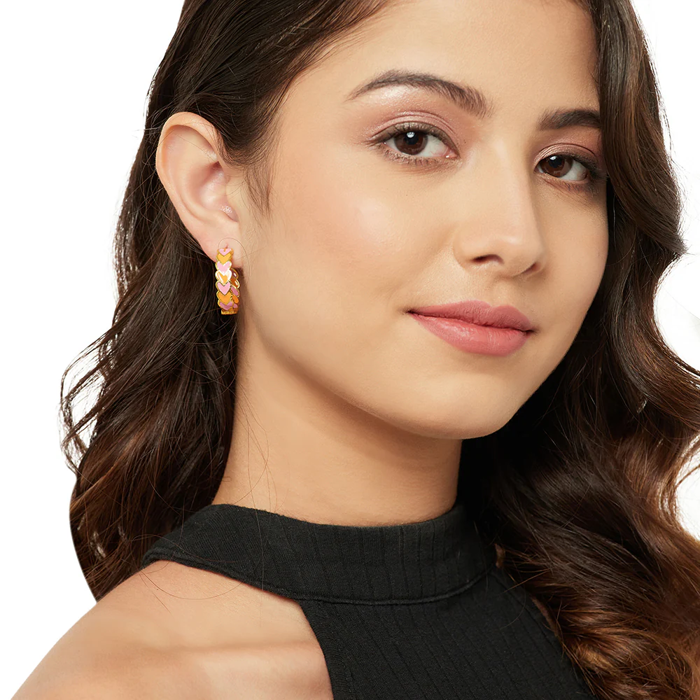 Trendy Hoops- Round Multi-coloured Hoop Earring - Image 4