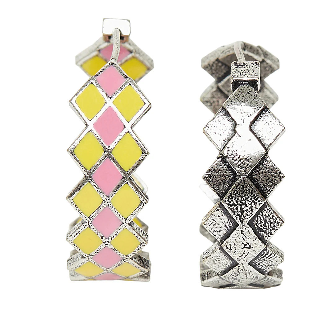 Trendy Hoops Silver Plated Enamelled Earrings - Image 2