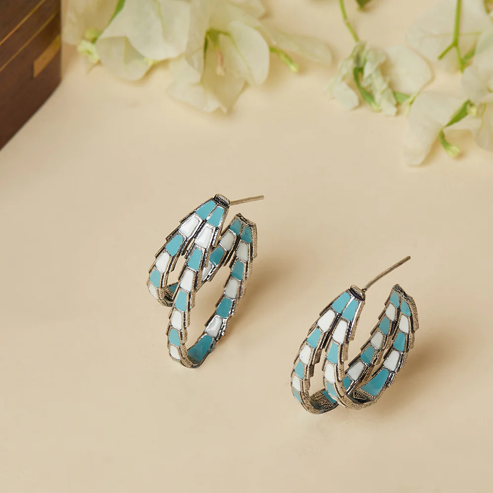 Trendy Hoops Silver Plated Brass Earrings