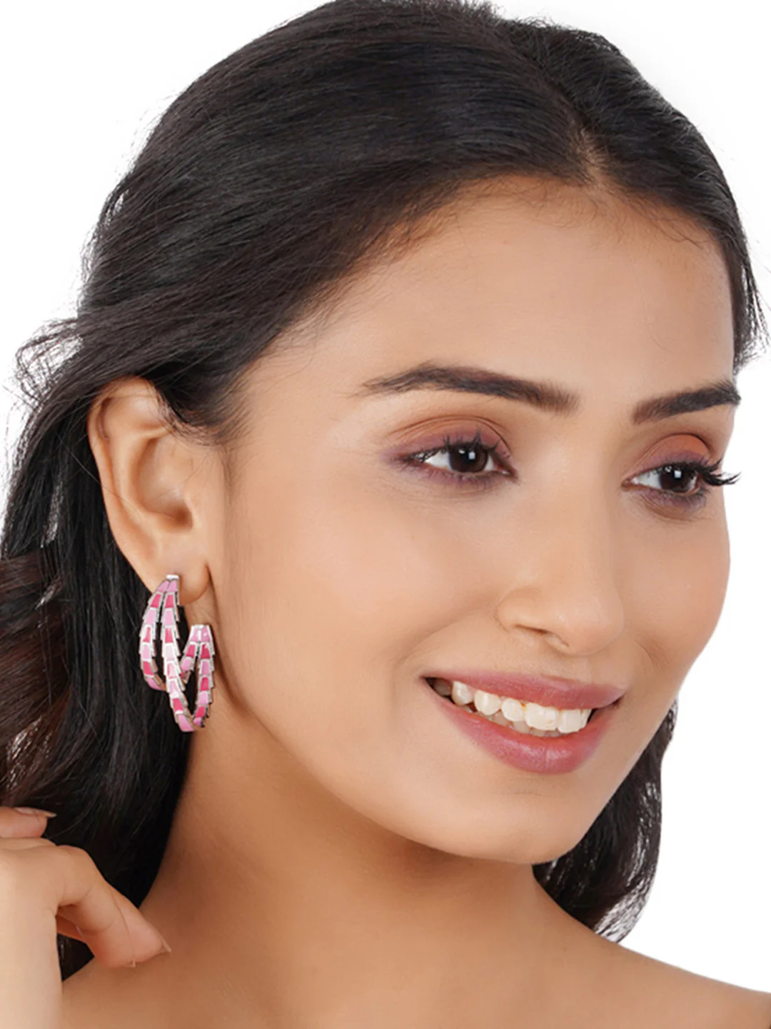 Trendy Hoops Twisted to Perfection Pink Earrings - Image 6