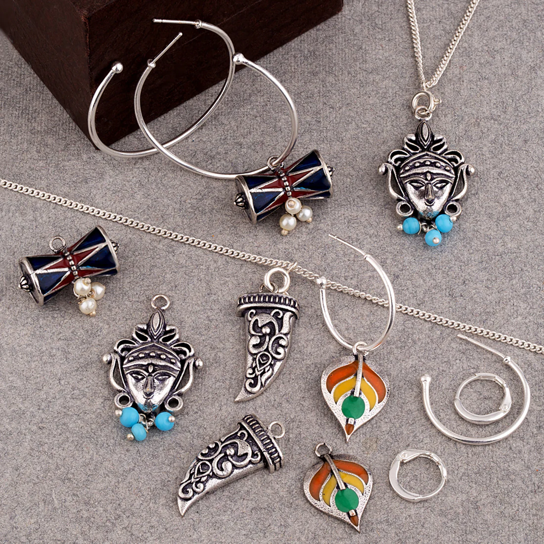 Tribal Inspired Motifs Mix-n-Match Earrings Chain Bracelet Combo