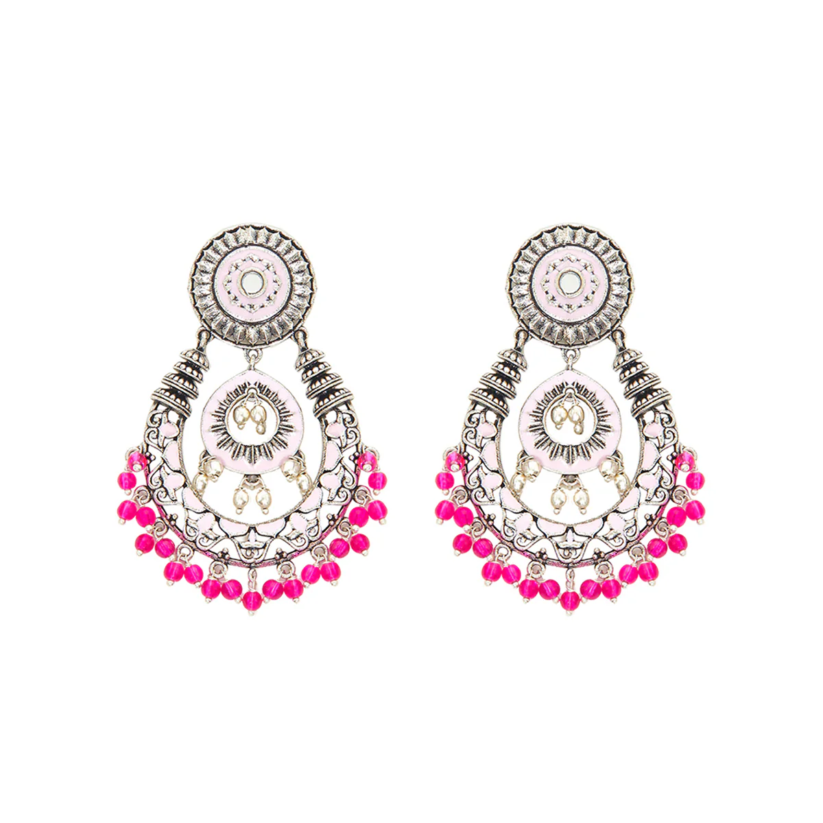 Festive Hues Oxidised Silver Jewellery Set - Image 5