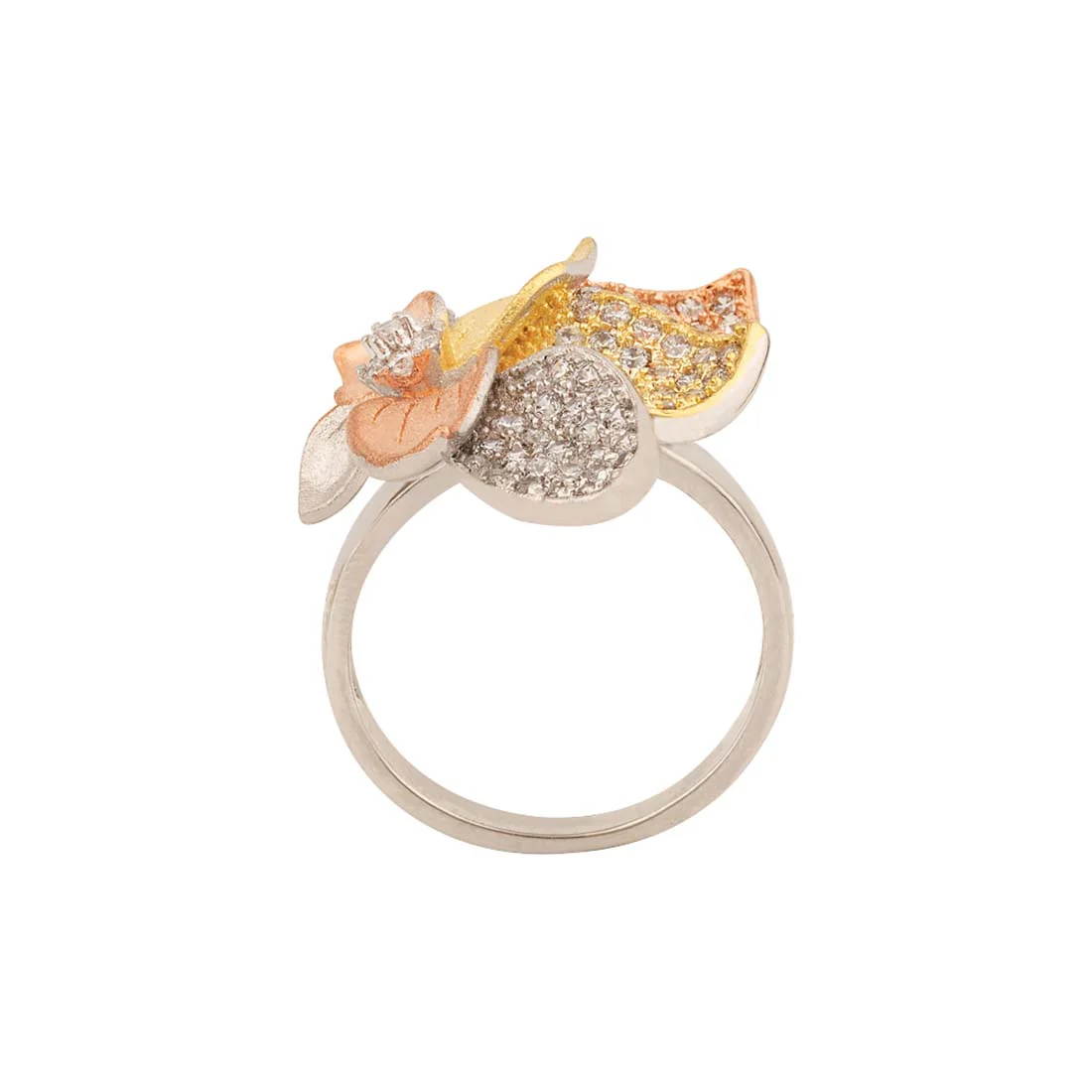 Troika Floral Three Tone Plated Ring - Image 4