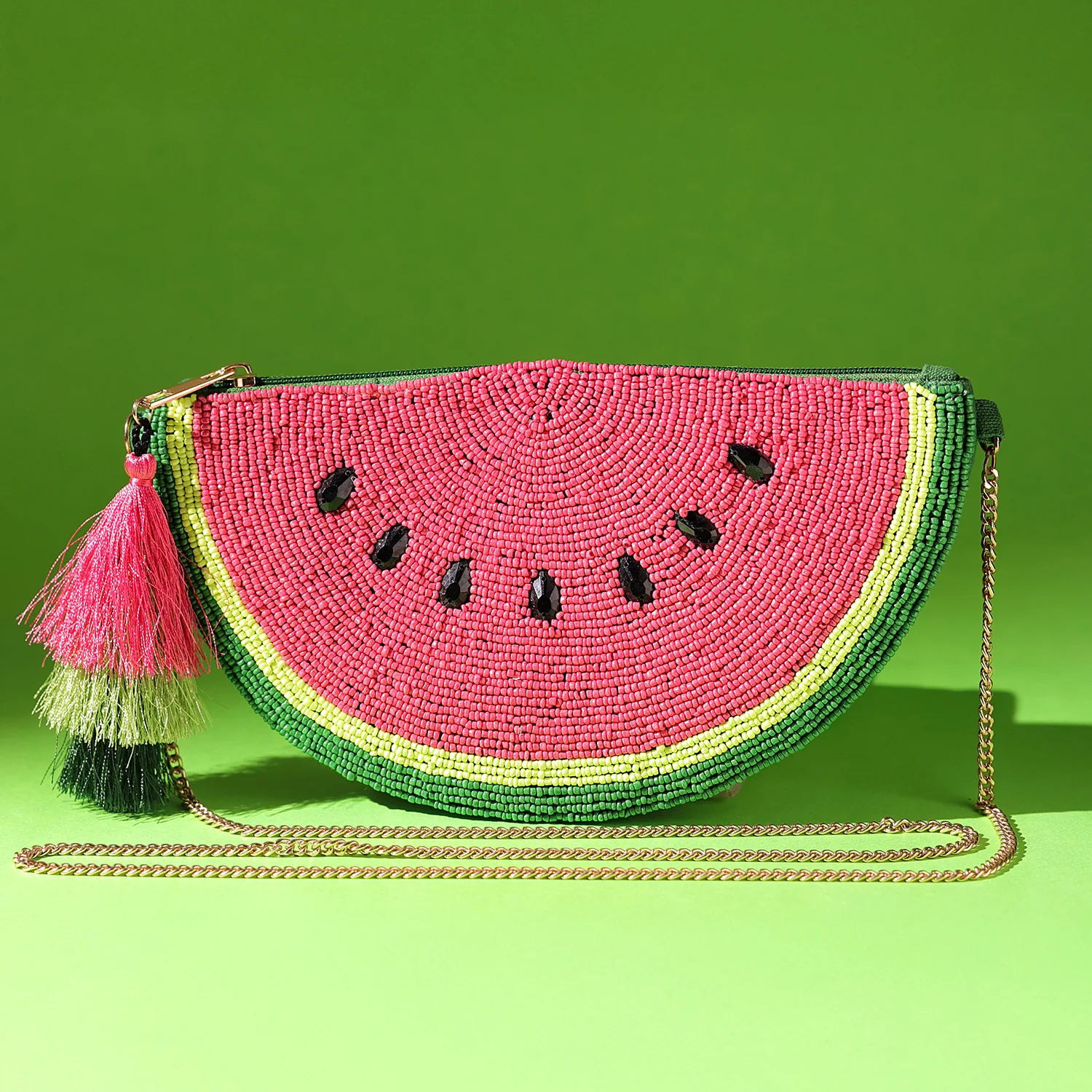 Tropical Pop Watermelon Beaded Clutch Sling Bag