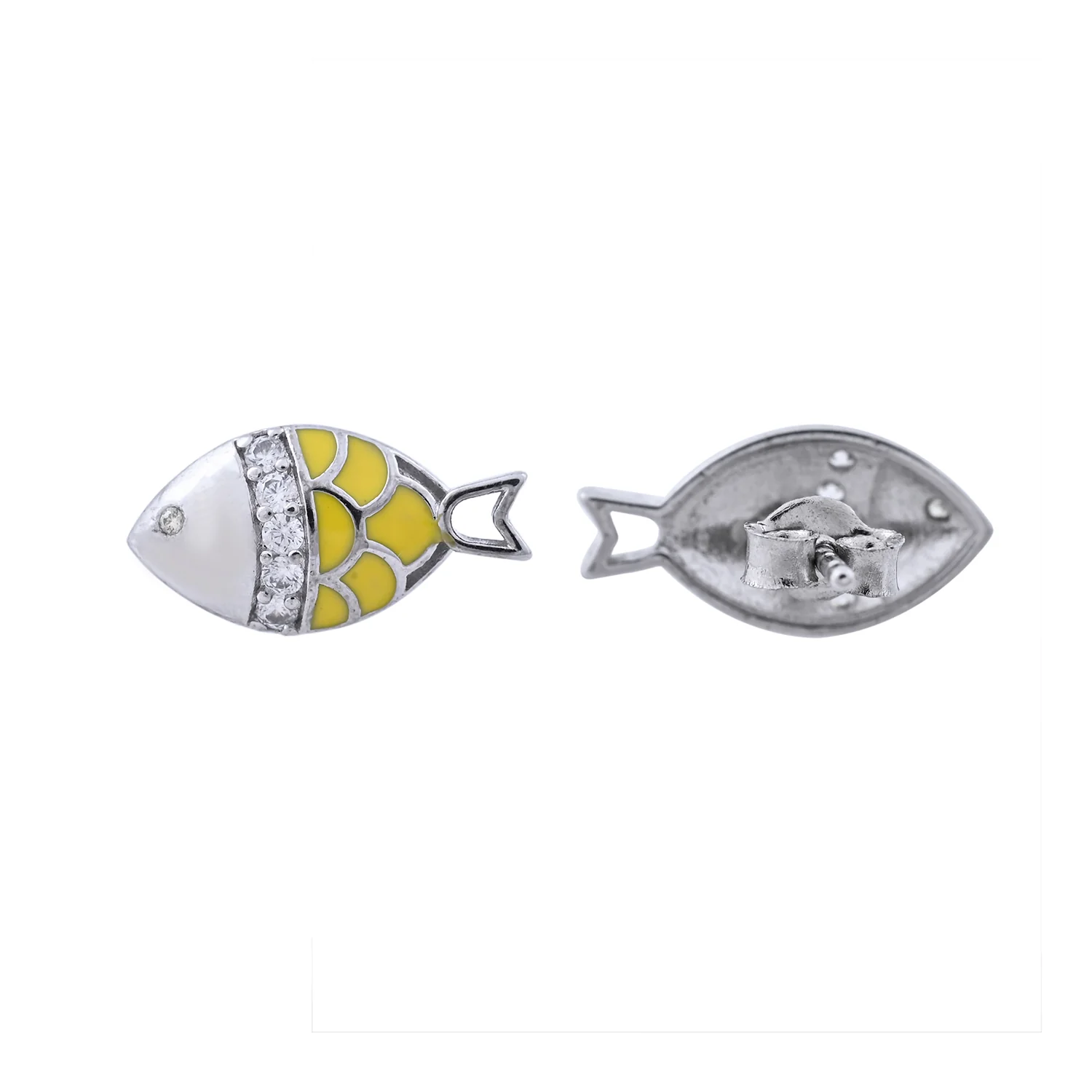 Tropical Wildlife Fish Kiss Sterling Silver Stud Earrings - Image 4