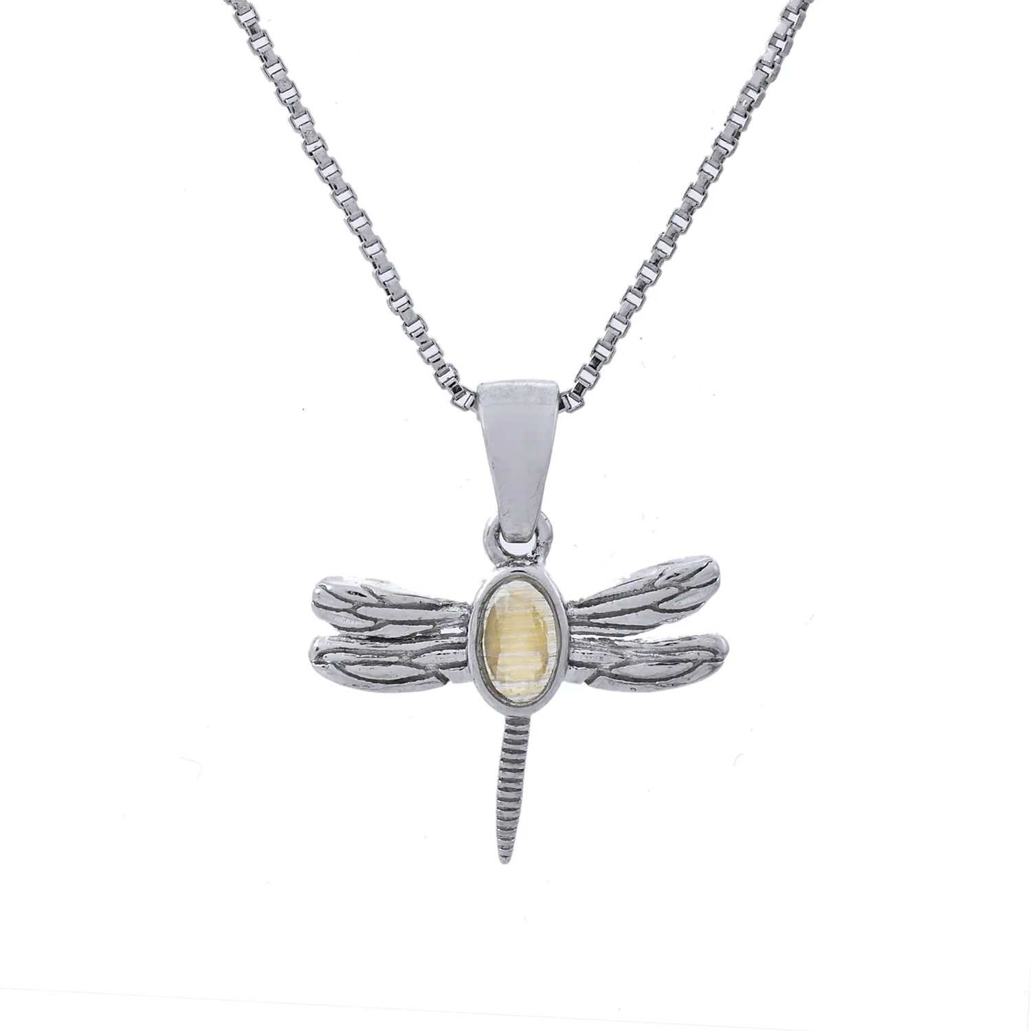 Tropical Wildlife Glimmer Dragonfly Sterling Silver Pendant - Image 3