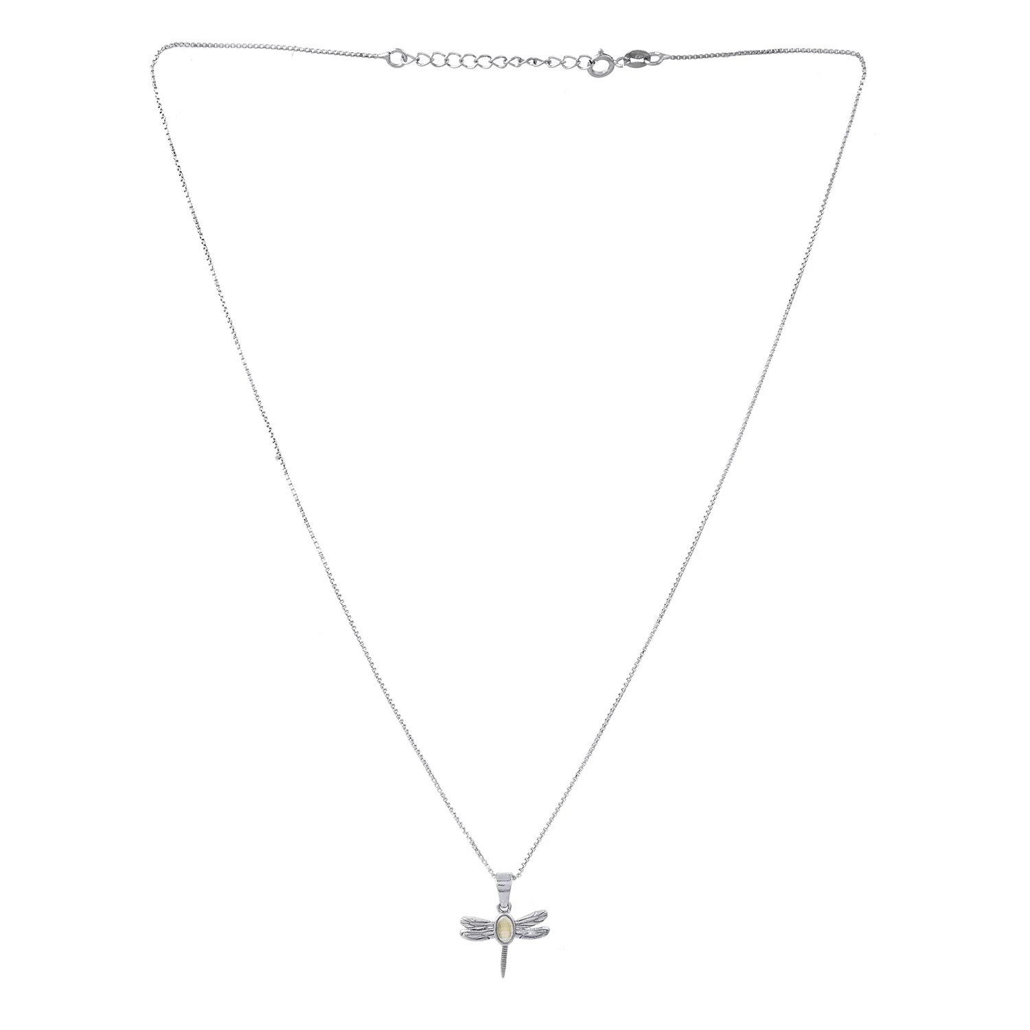 Tropical Wildlife Glimmer Dragonfly Sterling Silver Pendant - Image 4