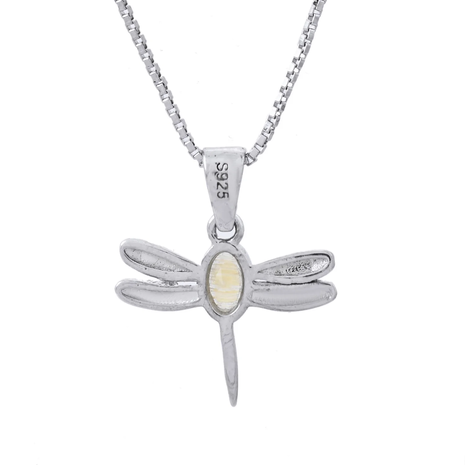 Tropical Wildlife Glimmer Dragonfly Sterling Silver Pendant - Image 5