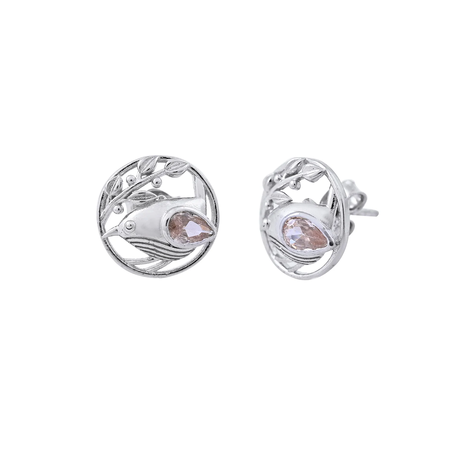 Tropical Wildlife Golden Wing Bird Sterling Silver Stud Earrings - Image 3