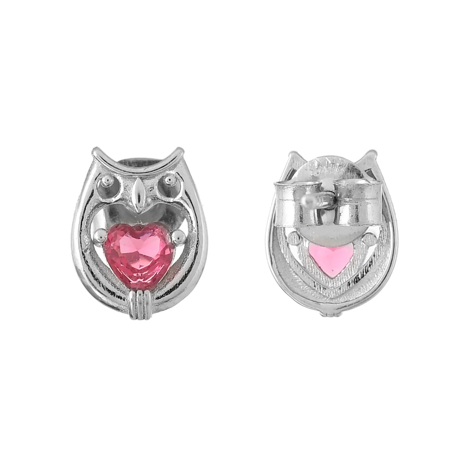 Tropical Wildlife Owl Of Love Sterling Silver Stud Earrings - Image 5