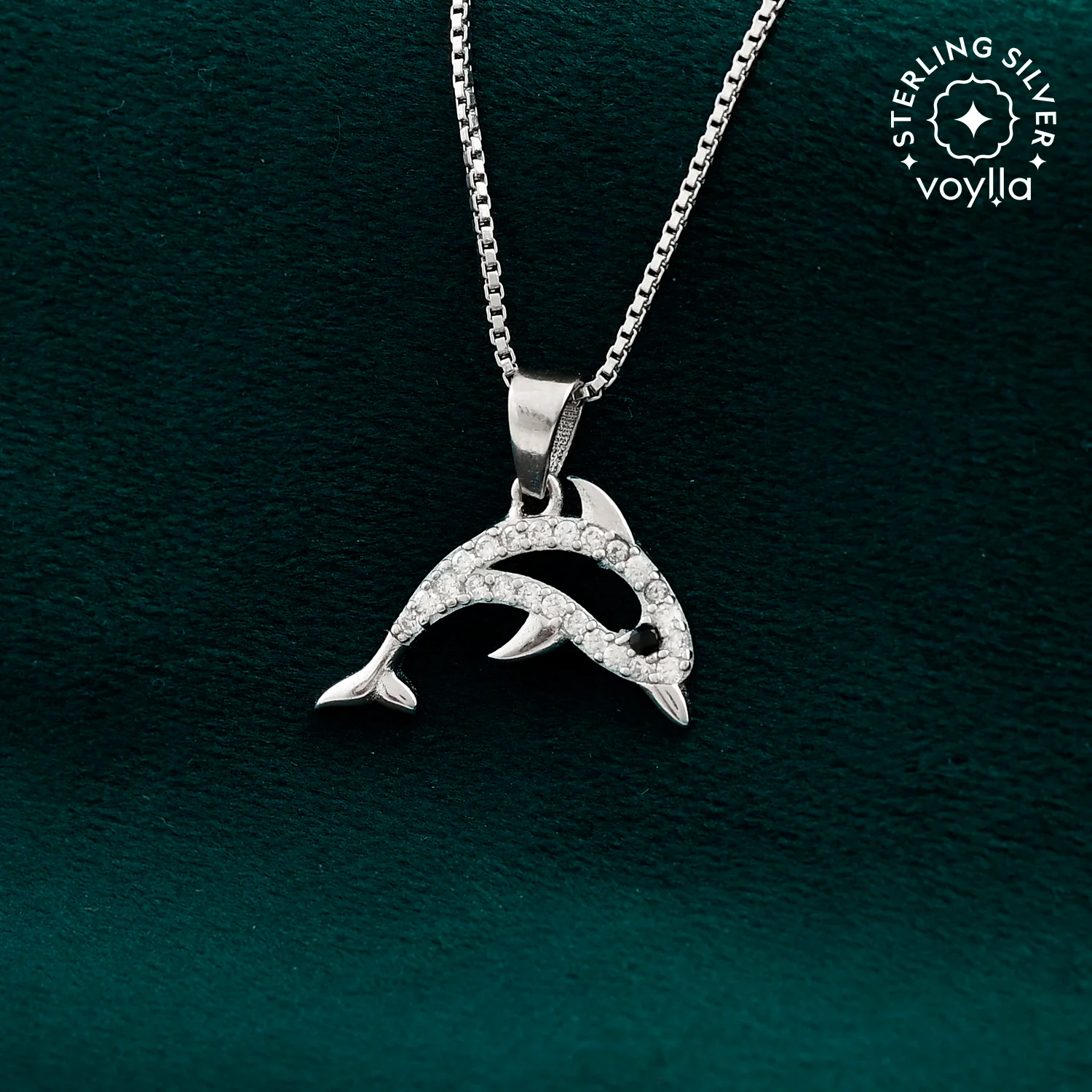 Tropical Wildlife Shimmer  Sterling Silver Dolphin Pendant