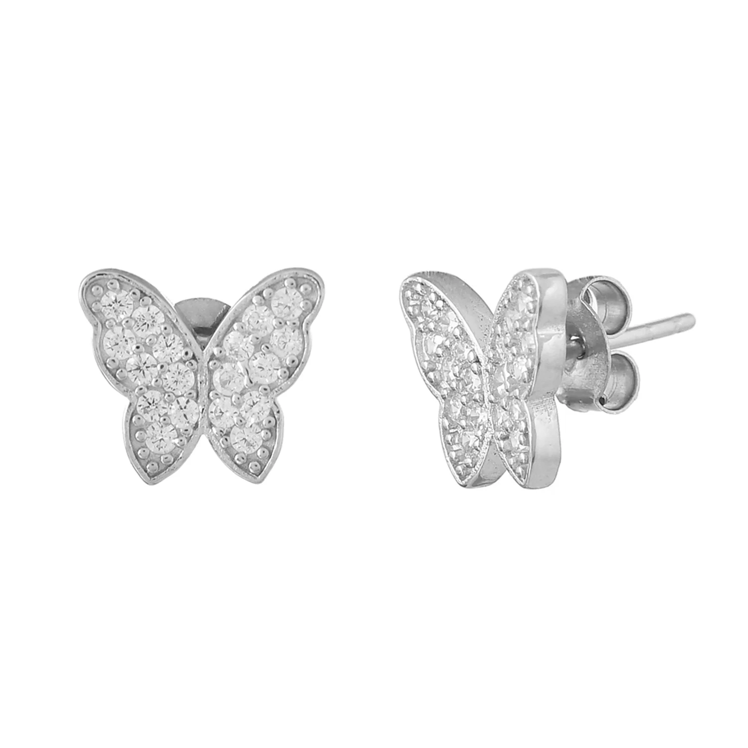 Tropical Wildlife Studded Butterfly Ear  Sterling Silver Stud Earrings - Image 3