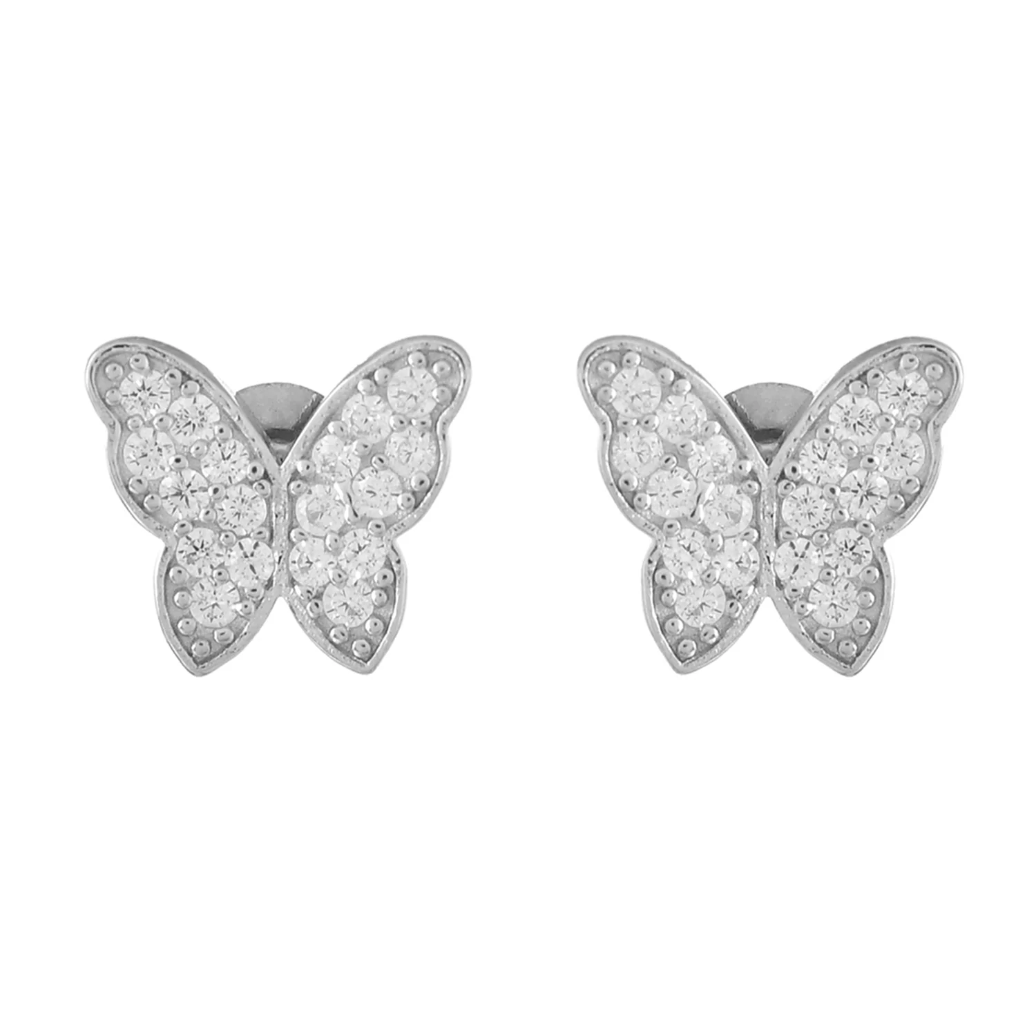 Tropical Wildlife Studded Butterfly Ear  Sterling Silver Stud Earrings - Image 4