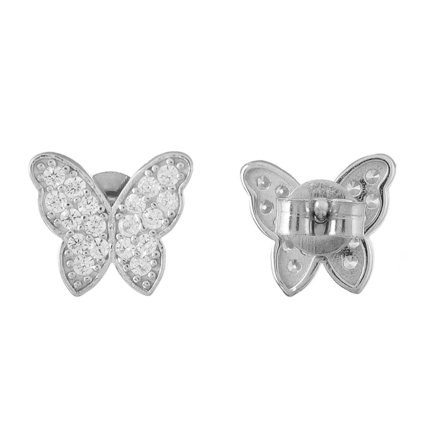 Tropical Wildlife Studded Butterfly Ear  Sterling Silver Stud Earrings - Image 5