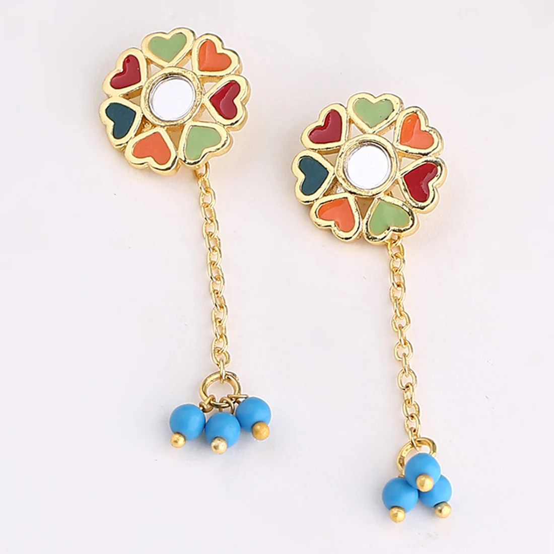 Truck Art Gold Plated Floral Motif Earrings