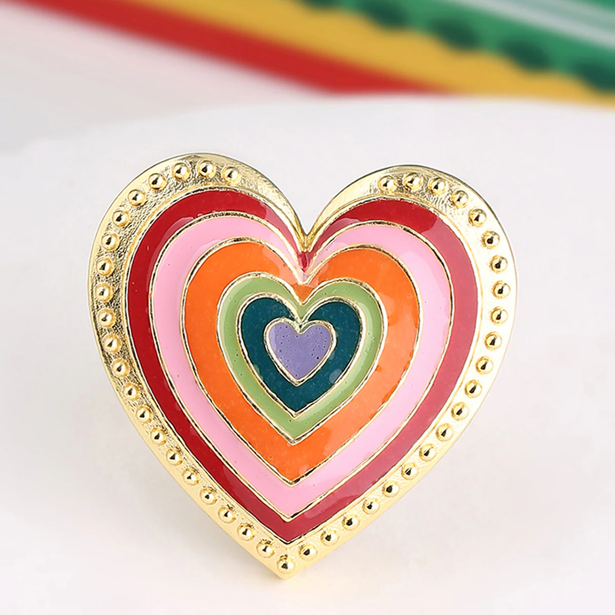 Truck Art Kaleidoscope Heart Statement Ring